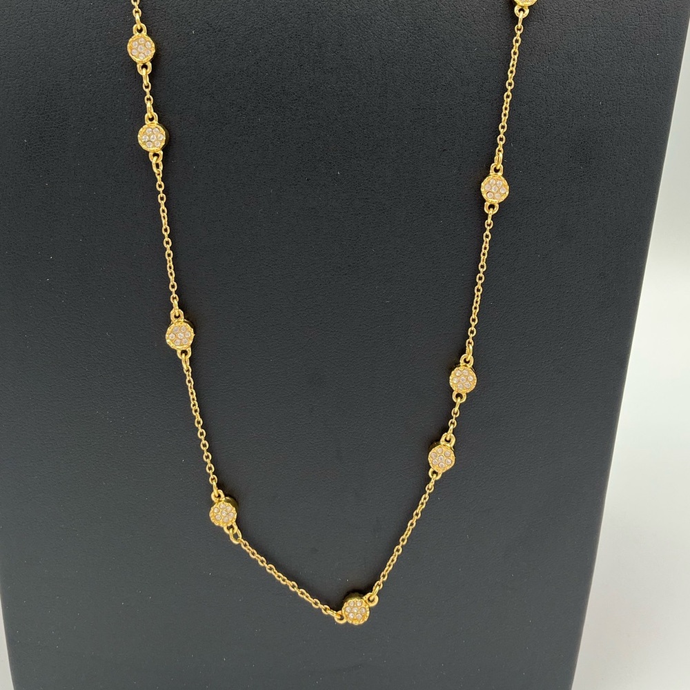 EUC Kate Spade Gold Crystal Long Continuous Scatter Station Necklace - Picture 2 of 3